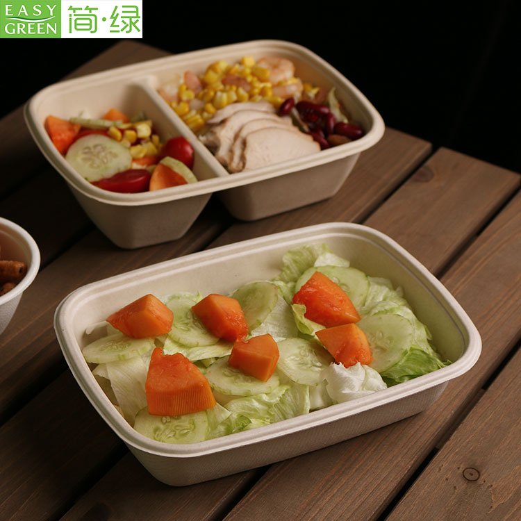 EG Series Rectangle Disposable Bagasse Takeout Food Container With Lid
